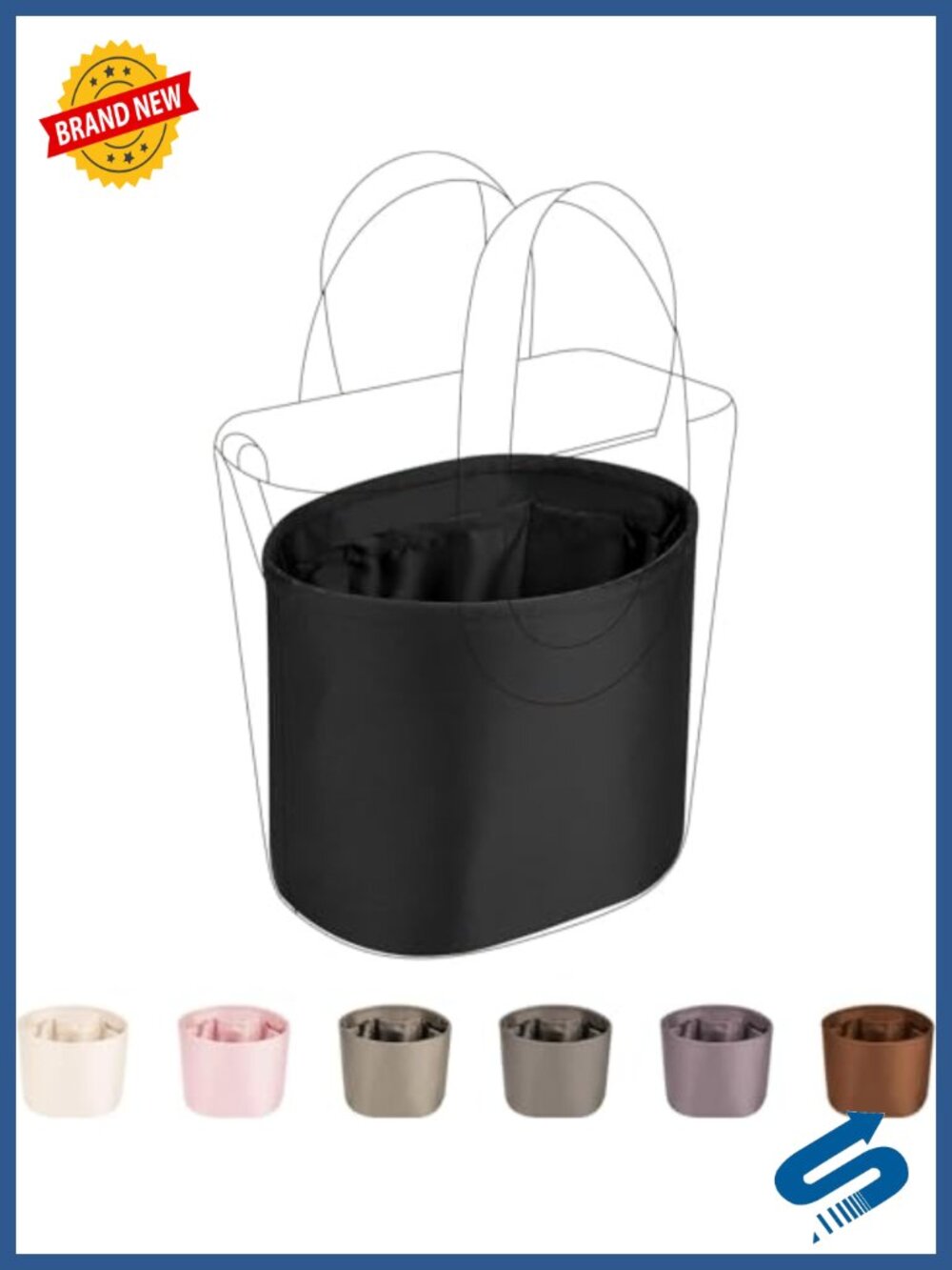 Silk Purse Organizer Insert for Handbag Tote Storage Multiple Pockets